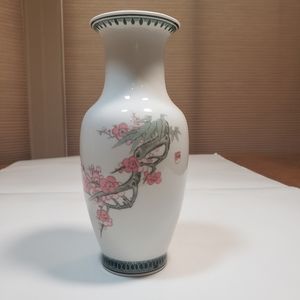 Vintage Liling Cherry Blossom Branch Porcelain Vase Chinese 10"